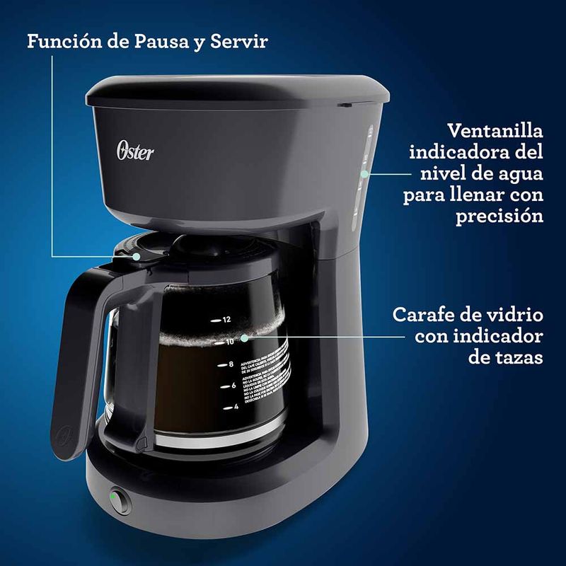 Cafetera Oster® 12 tazas con filtro permanente BVSTDCS12B - Oster