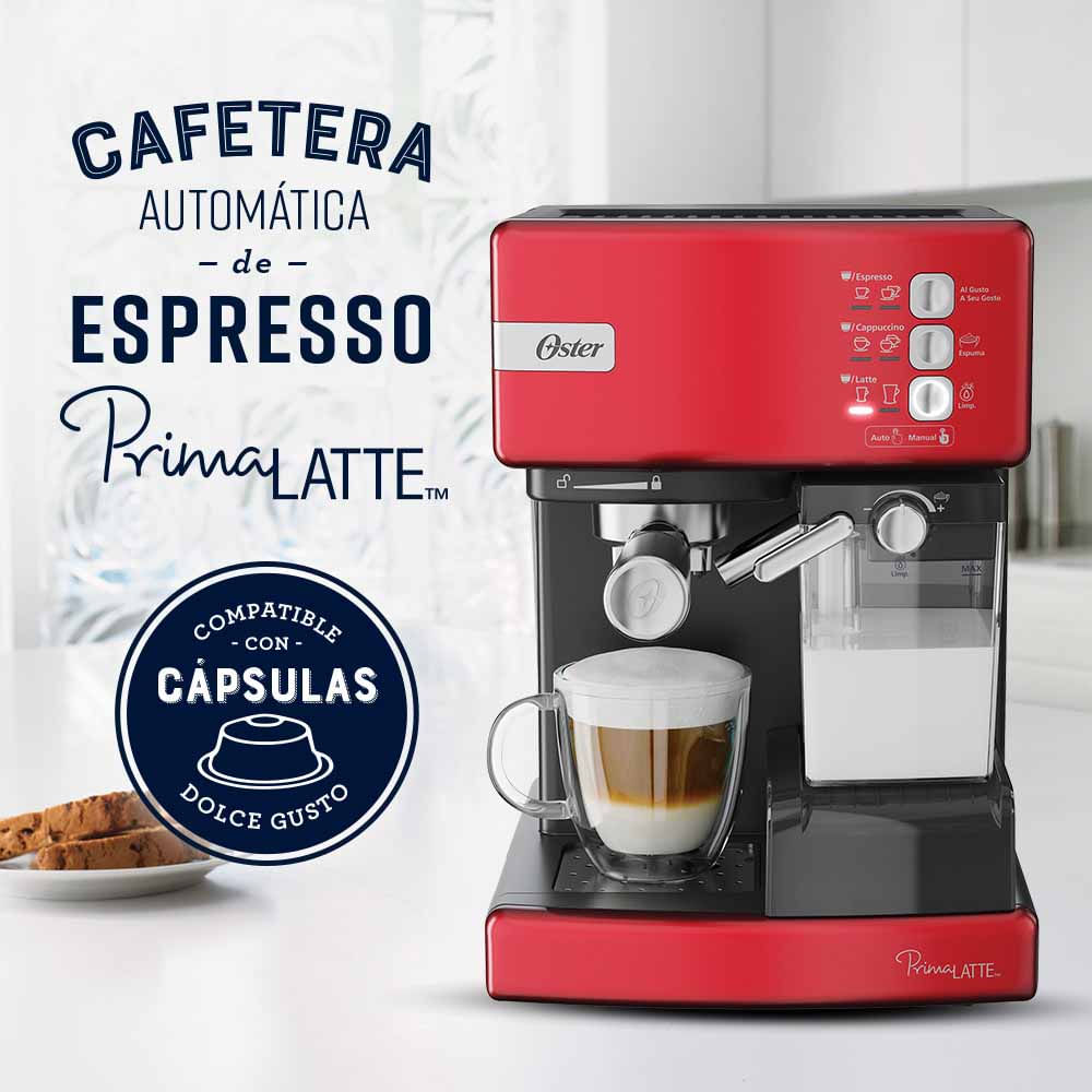 Cafetera automática de espresso roja Oster® PrimaLatte™ BVSTEM6603R