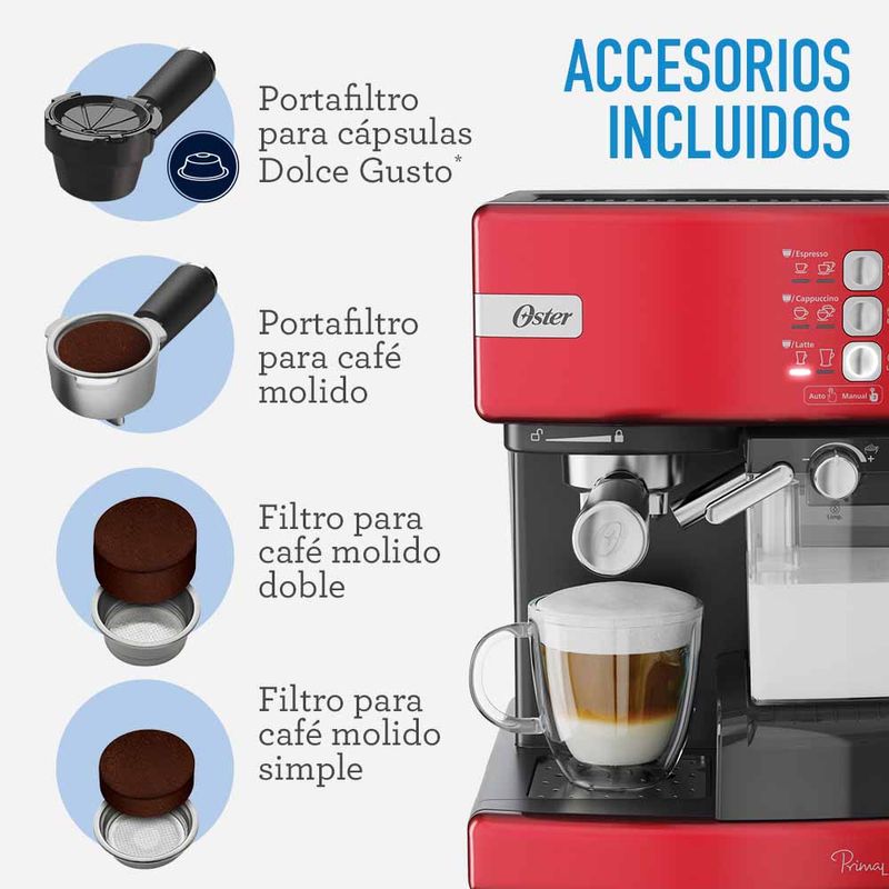 Cafetera Capuchino Domestica Oster Roja