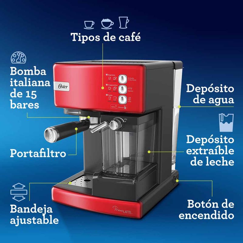 Cafetera Oster expresso automática roja BVSTEM4188