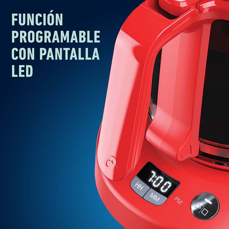 Cafetera programable Oster® de 12 tazas roja con auto apagado BVSTDCP12R