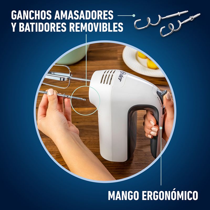 OSTER Batidora Electrica De Mano 6V Con Turbo Blanco Oster