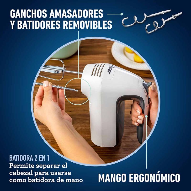 Batidora de mano y pedestal Oster® blanca con acción giratoria única  FPSTHS3611