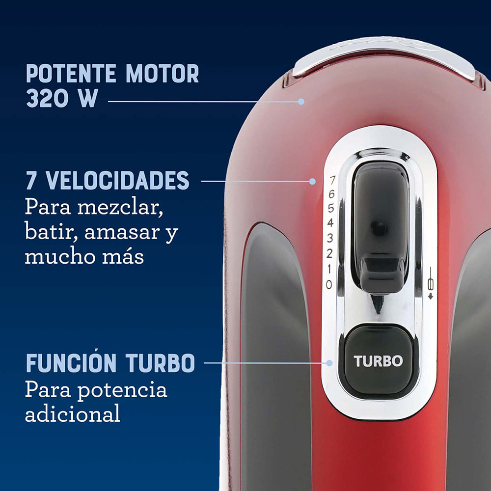 Batidora de mano Oster® 7 velocidades + función turbo FPSTHM360R