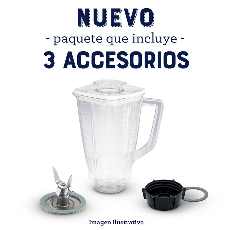 Combo 3 accesorios para licuadora Oster vaso de plastico