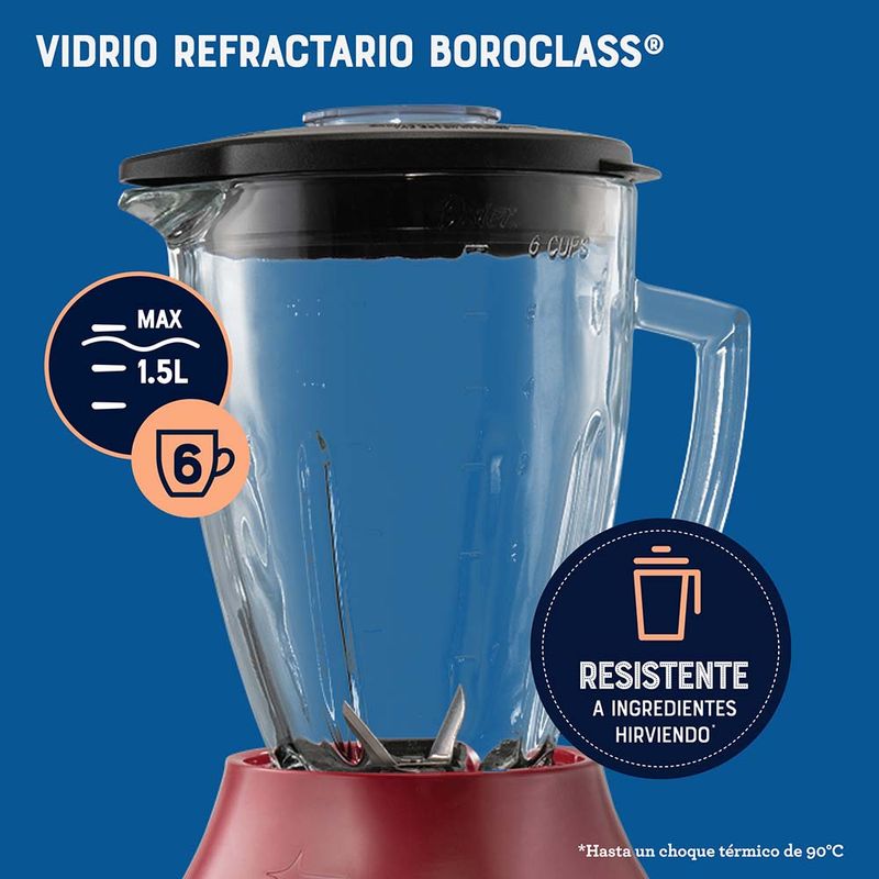 Licuadora Oster® con vaso de vidrio y 6 velocidades más pulso BLSTPEG-RPB