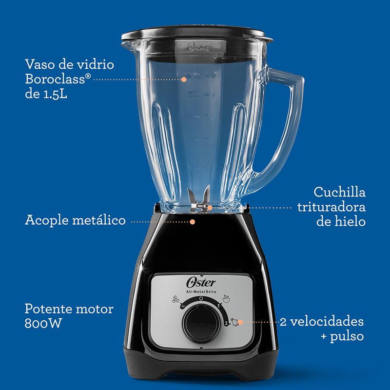 Licuadora Oster® con vaso de vidrio y control de perilla BLSTKAGBRD