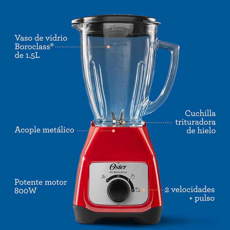 Licuadora Oster® con vaso de vidrio y control de perilla