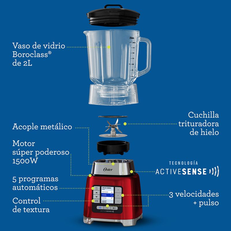 Licuadora Oster ActiveSense con Blend N Go BLSTTDGRBG