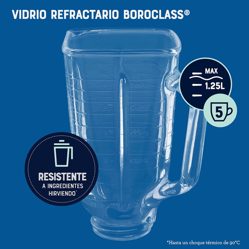 Oster, Licuadora, 3 Velocidades, Vaso Vidrio 1.25L