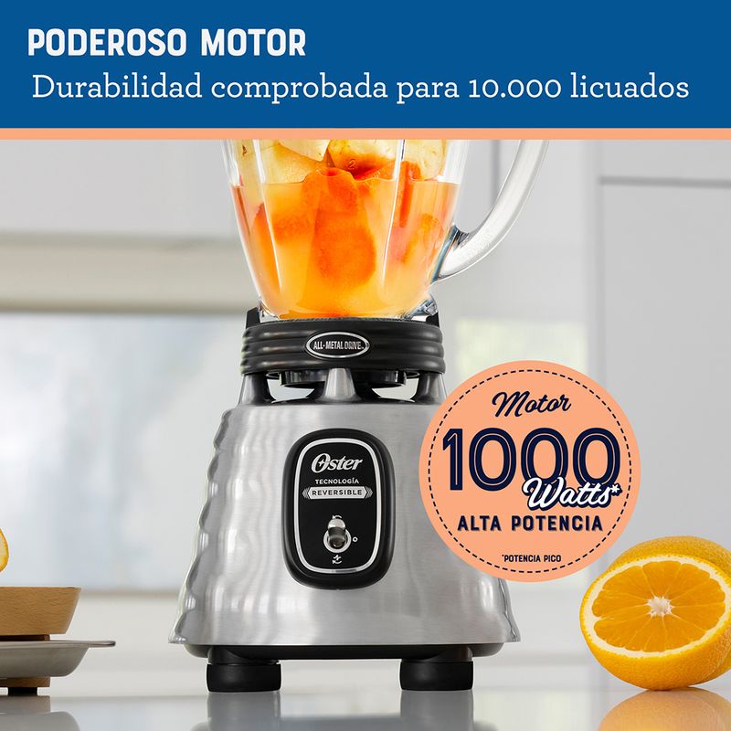 Oster Batidora de potencia de 6 tazas de 800 vatios en gris con motor de  alta velocidad