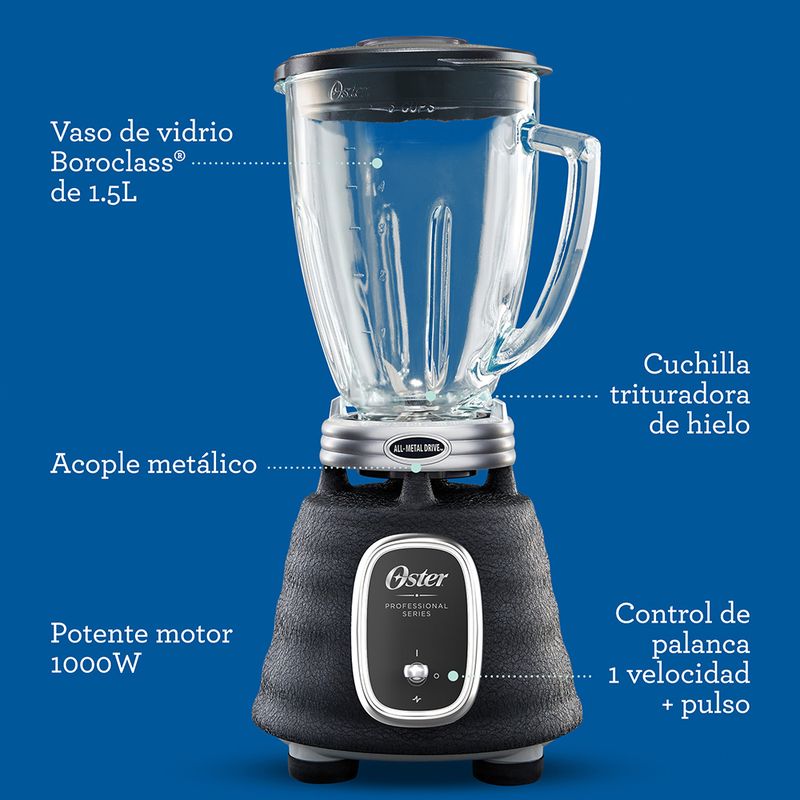 Licuadora Profesional Oster 700w Vaso Vidrio De 1.5lts | BLSTBPST-013 -  981565