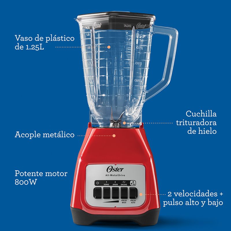 Licuadora Oster® de dos velocidades con pulso y vaso de plástico BLSTKAPWPB