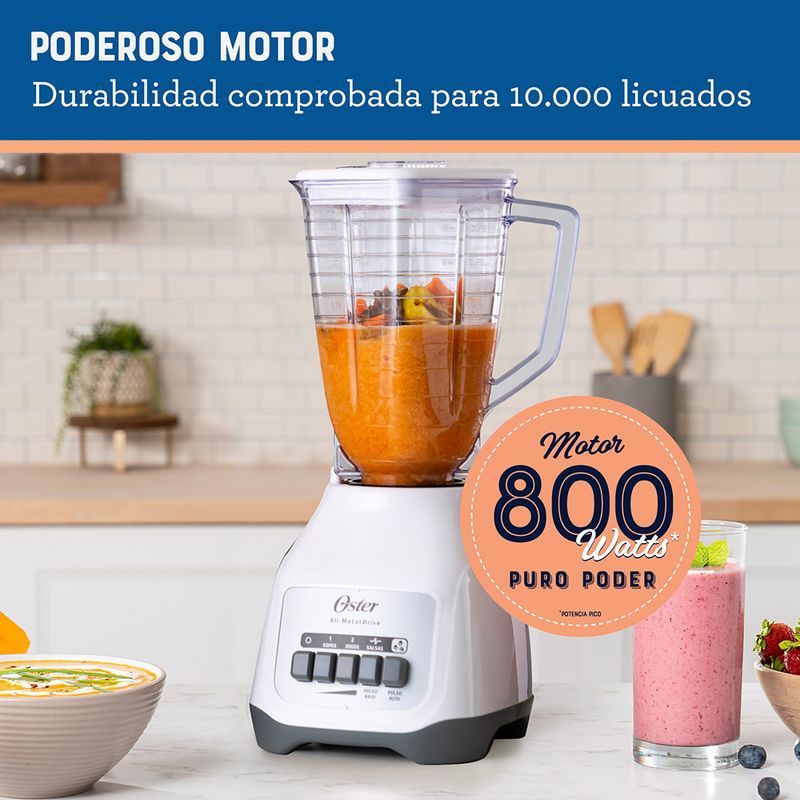 Licuadora Oster® de dos velocidades con pulso y vaso de plástico BLSTKAPWPB