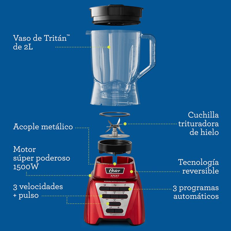 Licuadora Oster Xpert Series con Procesador de Alimentos y 3